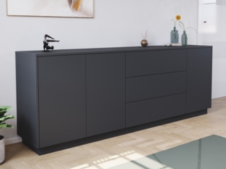 Sideboard Silia B stehend 200cm 3 Türen 3 Pushauszüge Grafit : Grafit