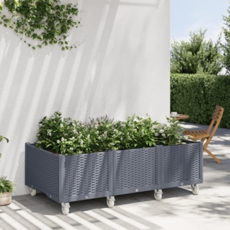 vidaXL Pflanzkasten mit Rollen Blaugrau 150x80x54 cm PP 367978
