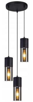 ZMH Pendelleuchte Esszimmer 3/4 Flammig Schwarz E27 Fassung Pendellampe für Küche Flur, DIY-Beleuchtung, ohne Leuchtmittel, Verstellbare Hängeleuchte Lampenschirm Glas Schlafzimmer