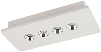 LED Deckenstrahler, 4 flammig, Chrom, Gips, weiß