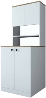 Dmora Großer Mehrzweckschrank Marty, Multifunktionale Möbel, Schuhschrank, Besenschrank, 70x73h184 cm, Weiß und Walnuss