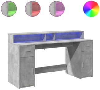 vidaXL LED-Schreibtisch Betongrau 160x55x91 cm Holzwerkstoff 3309432