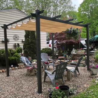 PURPLE LEAF Pergola 3x3m Wasserdicht Aluminium Gartenpavillon Beige UV-Schutz