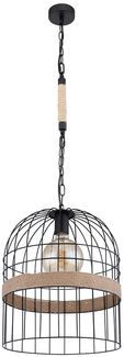 RGB LED Hängelampe, Käfig-Design, Hanfseil, schwarz, H 140 cm