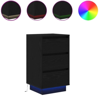 vidaXL Nachttisch mit LED-Leuchten Schwarz 38x34x65 cm 861302