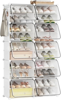 EUGAD Schuhbox (20 St), Schuhorganizer Schuhregal Kunststoff, mit Haken