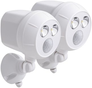 2er Set Außenstrahler, Bewegungsmelder, weiß, Batterie, H 10 cm