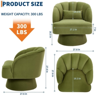 GarveeMore Drehsessel 360-Grad-Sessel mit Samtpolsterung,bequemer runder Loungesessel, gestreifter Rückenlehne und Samtpolsterung,für Wohnzimmer,Schlafzimmer