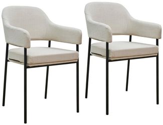 SVITA Esszimmerstuhl SCARLETT (2er Set), Armlehnstuhl, Polsterstuhl, Metallbeine, Stoff, Weiß