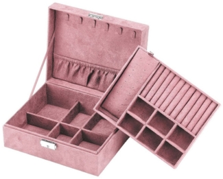 Intirilife Schmuckkasten (hochwertige Juwelenbox Schmuckschatulle Accessoirekästchen in Rosa, 1 St), Zum Aufbewahren von Ringen Ketten Uhren Ohrringen und Armbändern