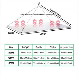 MUPOO Pflanzenlampe LED-Wachstumslicht Vollspektrum Grow Lampe Quantum Cannabis Lampe, 30X30cm, 85W, LED fest integriert, Warmweiß, Weiß, Rot, Infrarot, UV