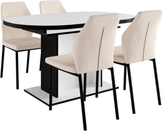 Home affaire Essgruppe Basel, Tischgruppe mit Ausziehtisch, (Set, 5-tlg), BESTSELLER, Sitzgruppe, Tisch, Stühle, ovale Tischplatte, Säulentisch