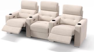 Sofanella BARI Heimkino 3-Sitzer Stoffbezug Sofa in Creme