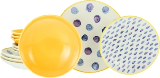 CreaTable, 24177, Serie Maisie, 12-teiliges Geschirrset für 4 Personen Gelb