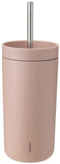Stelton Thermobecher, Edelstahl (bis 90 recycelt), Metall, Kunststoff (lebensmittelsicher), Mit integriertem, herausnehmbarem Strohhalm (Höhe insgesamt 23 cm)