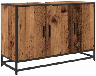 vidaXL Badezimmer Waschbecken Schrank mit Tür Altholz 90 x 33 x 60 cm 883617