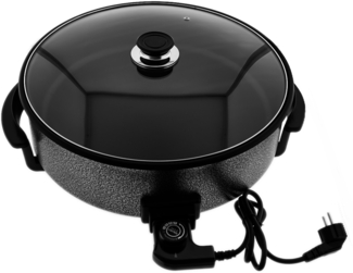 Elektrische Multifunktionspfanne 42x9 cm - Pizzapfanne 1500W in Schwarz