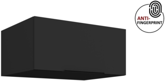 Küchen Aufsatzschrank 80 cm ARIA Schwarz ultra matt + Schwarz matt, hochwertige Fronten mit Anti Fingerprint Beschichtung Küchenzeile Küchenblock