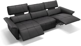 Sofanella Dreisitzer ADRIA XXL Ledercouch Sofa in Schwarz S: 242 Breite x 101 Tiefe