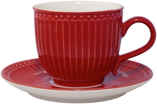 Greengate Tasse Alice Tasse mit Untertasse red 8,5 cm, Stoneware