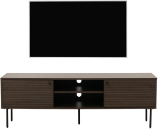 TV-Rack HWC-N78, Lowboard TV-Schrank, skandinavischer Stil Metall Holz Melamin MVG 150x40x50cm ~ dunkelbraun