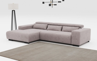 COTTA Ecksofa Side L-Form, mit Kopfteilverstellung & 3 Nierenkissen, optional motorische Sitztiefenverstellung