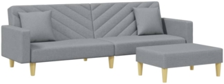 vidaxl Schlafsofa 2-Sitzer mit Fußhocker, Hellgrau, Stoff (100 % Polyester)