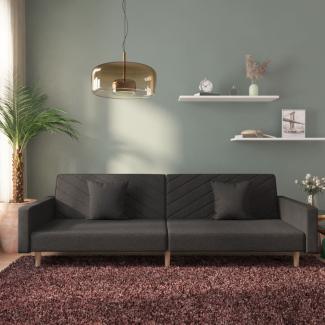 vidaXL Schlafsofa 2-Sitzer mit 2 Kissen Schwarz Stoff 375901