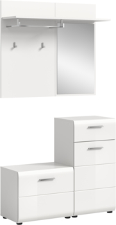 Garderobenkombination (B/H/T: 98x191x35 cm) in weiß hochglanz tiefzieh