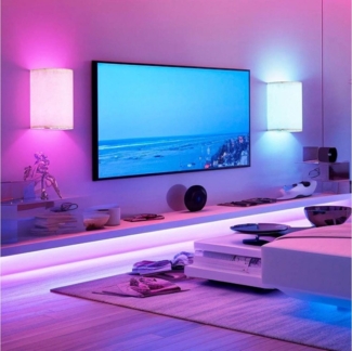 POPOLIC LED Wandleuchte Wandleuchten Magnetische Kabellose Lampe RGB Farben Dimmbar, mit Stoff Leinen Schatten und Fernbedienung, Beleuchtung Dekoration