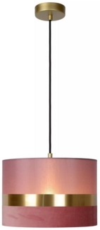 Licht-Erlebnisse Pendelleuchte ILAM, ohne Leuchtmittel, Stoff Metall H: max. 152,5 cm Ø 30 cm rund in Gold Rosa E27