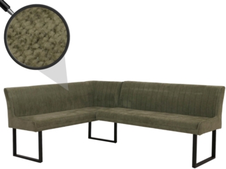 Eckbank HWC-O82, Esszimmerbank Bank, Öko-Tex (310g/m²) Chenille Stoff/Textil Metall 159x210cm ~ grün