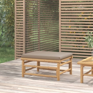 vidaXL Gartenhocker mit Taupe Kissen Bambus 362288