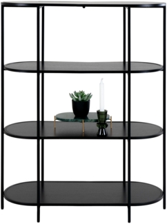 Ovales Regal, 4 Einlegeböden, schwarz, schwarzes Gestell, 85 x 36 x 111 cm