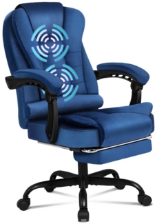 ALFORDSON Bürostuhl für Computer/Gaming, Hochlehner mit Lordosenstütze, Rollen-Drehstuhl (1 St), Leder, Ausziehbare FuBstutze , 5 Massagemodi , USB-Anschluss