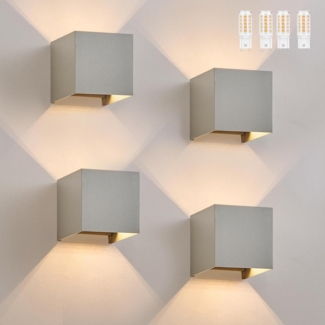 ZMH 4er Set LED Außenwandlampen, Warmweiß IP65, Anthrazit, für Haus, Treppenhaus