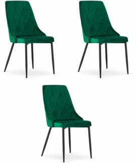 Valora IMOLA Stuhl, dunkelgrüner Samt, modernes Design, 3 Stück