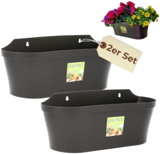 2x Wand Blumentopf im Set Wandblumentopf Wandtopf Pflanzgefäß Blumenkasten Outdoor Wandblumenkasten Wandpflanztopf Wandampel Anthrazit