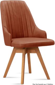 Esszimmerstuhl drehbar (4er-Set) Dotti 52x91x60 Eiche geölt/Cognac