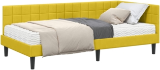 vidaXL Eckbettgestell mit Matratze mit Kopfteil 2 pcs Gelb Samt 3393974