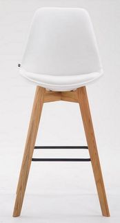 TPFLiving Barhocker 2er Set (Barstuhl - Hocker für Küche - stabiles Vierfußgestell), Thekenstuhl mit bequemer Sitzfläche: Kunstleder weiß