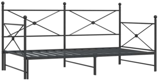 vidaXL Tagesbett Ausziehbar ohne Matratze Schwarz 100x200 cm Stahl 4104677