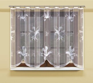 HAFT Gardine Store mit Blumen Muster 300 cm Breit, Kräuselband