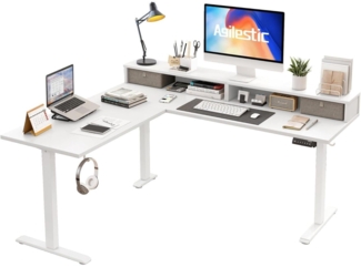 Elektrischer L-förmiger Stehschreibtisch mit 2 Schubladen, 160cm