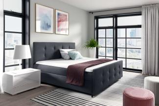 99rooms Primo Boxspringbett 200x200 cm Velours Jasmine Dunkelgrau