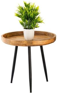 Amagohome Couchtisch Beistelltisch Holz rund Couchtisch Wohnzimmer Tisch Metalbeine Holzpla