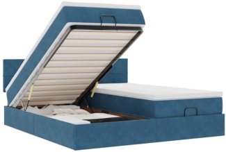 vidaXL Ottoman-Bett mit Matratzen & LED Dunkelblau 200x200 cm Samt 3312933