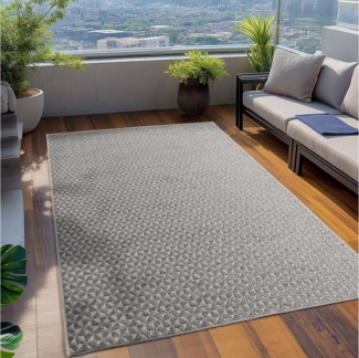 Teppium Teppich Karierter Flachgewebter Teppich, Rechteckig, Höhe: 5 mm, Indoor Outdoor Teppich Wetterfest 3D Optik Wohnzimmer Küchen Terrasse