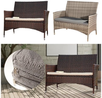 Melko Gartenbank Gartenbank Polyrattan Sitzpolster Rattanbank Bezug Outside Terrasse (Stück), Wasserabweisend