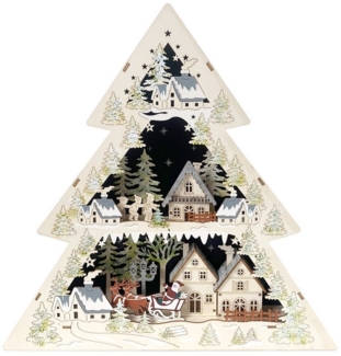 HTI-Living Schwibbogen Schwibbogen Weihnachtsmann zu Besuch (1-tlg), Lichterspitze Tannenbaum batteriebetrieben
